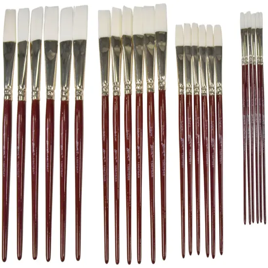 Sax Optimum White Synthetic Taklon Paint Brushes, Assorted Sizes, Set of 72 {3}