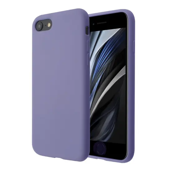 Liquid Silicone Case For iPhone SE 2020, Soft Touch Full Body Protection with Microfiber Lining Ultra Slim Gel Cover Lavender Purple, by Insten {1}