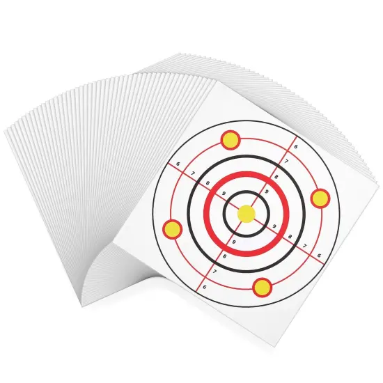 50 Pack Paper Shooting Targets for Range, Bulk for Hunting, Handguns, Pistols, Rifles, Bullseye Design (11x11 in) Multicolor {6}
