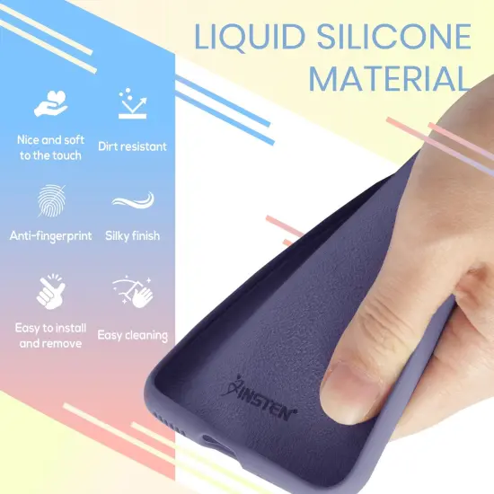 Liquid Silicone Case For iPhone SE 2020, Soft Touch Full Body Protection with Microfiber Lining Ultra Slim Gel Cover Lavender Purple, by Insten {3}