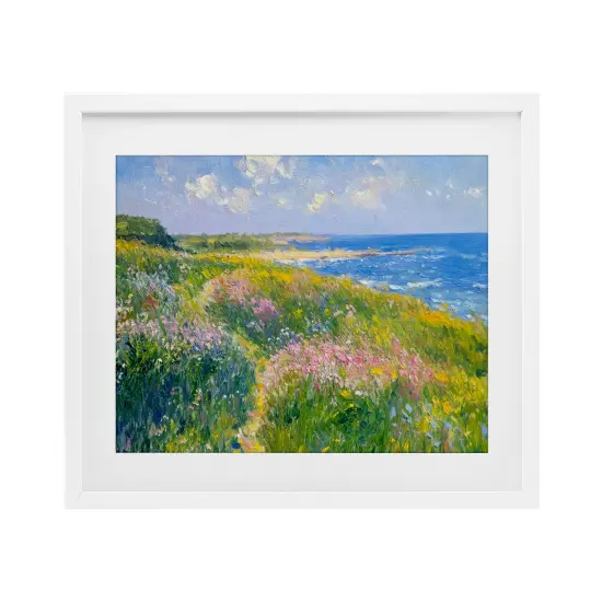 Stupell Industries Impressionist Smudged Coast Framed Print Under Glass, design by Petal Prints Design {1}