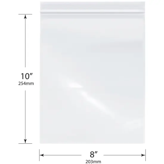 Plymor 8" x 10", 2 Mil Zipper Reclosable Plastic Bags {3}