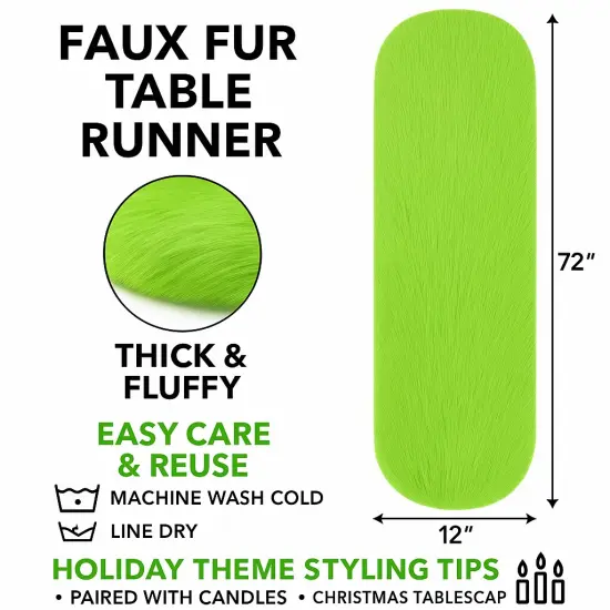 FabricLA Faux Fur Table Runner &ndash; Fluffy Snow Christmas Table Runner | Various Colors {4}