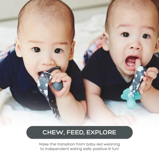 Grabease Baby Silicone Spoon Set for Baby-Led Weaning & First Stage Self-Feeding: Soft, Safe 100% Food-Grade Silicone; BPA-, PVC- Latex- & Phthalates-Free and Dishwasher Safe; Set of 2 Gray Spoons Pink {6}