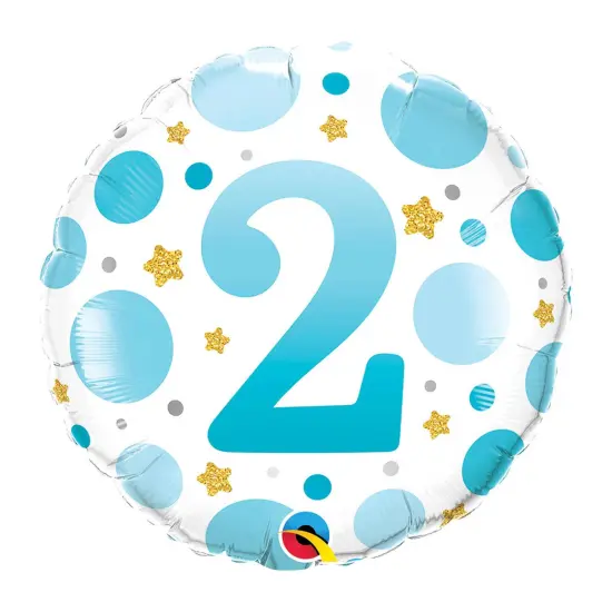 Age 2 Blue Dots 18 Inch Foil Mylar Balloon {1}