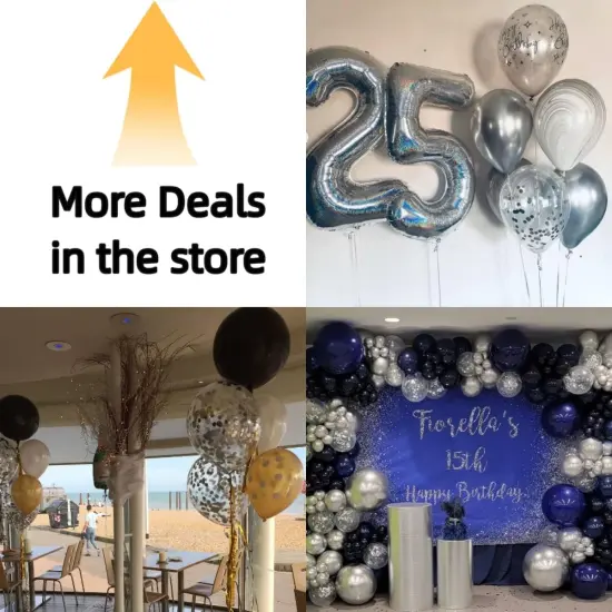 Silver Confetti Latex Party Balloons - 60 Pack 12 inch Helium Silver Confetti Glitter Balloons for Wedding Graduation Baby Shower Birthday Party Decorations {2}