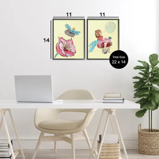Stupell Industries Magical Ballerina Fairies 2pc Framed Giclee Set, design by Susan Lugar {9}