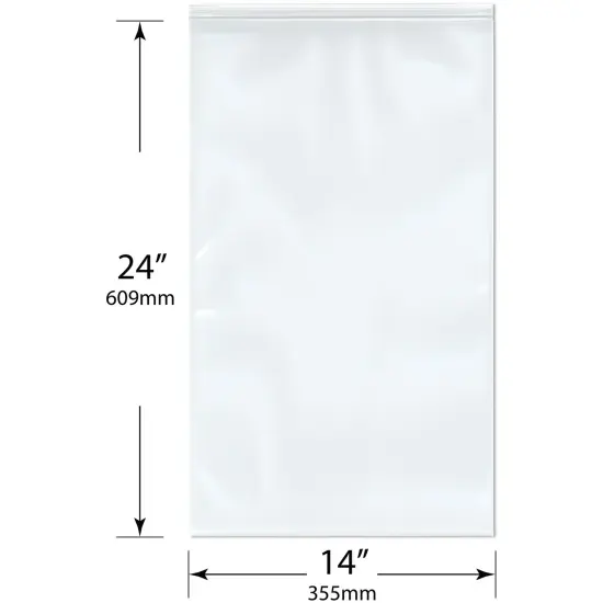 Plymor 14" x 24" (Pack of 50), 6 Mil Industrial Duty Zipper Reclosable Plastic Bags {3}