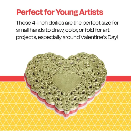 School Smart Paper Die-Cut Heart Lace Doily, 4 Inches, Assorted Color, Pack of 100 {6}