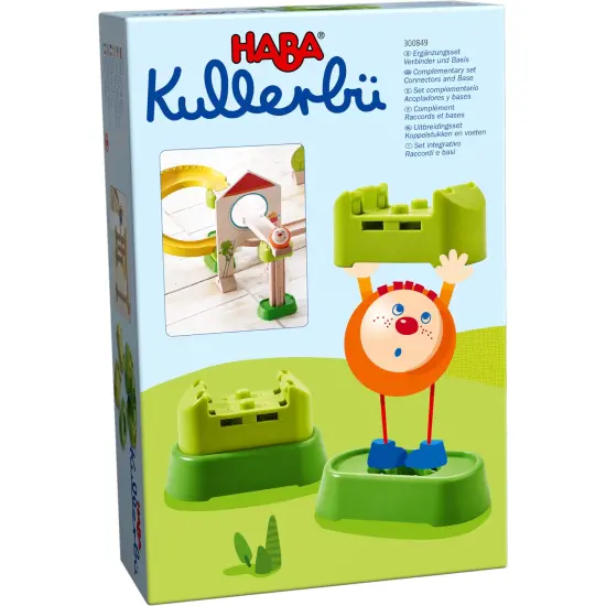 HABA Ball Run Expansion Set, Kullerbu Connectors and Base Building Set for Elevated Marble Runs and Tracks - 8 Piece STEM Toys Accessory Set Multicolor {1}