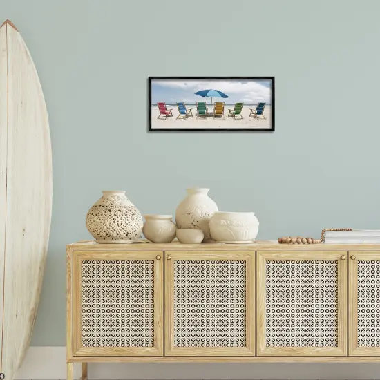 Stupell Industries Colorful Beach Chairs Framed Giclee Design by Natalie Carpentieri {2}