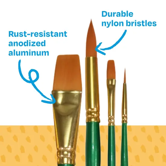 Sax Optimum Golden Synthetic Taklon Paint Brushes, Assorted Sizes, Set of 72 {6}