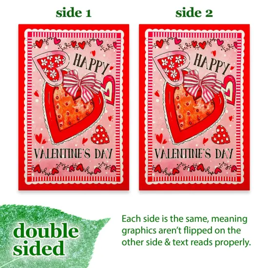 G128 Happy Valentine&rsquo;s Day Heart Cookie Garden Flag 12x18 In Double Sided Valentine's Day Yard Garden Lawn Decoration {3}