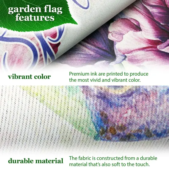 G128 Combo Pack: Garden Flag Stand 36x16IN & Garden Flag Hello Spring Hummingbird Flowers Printed 12x18IN Double Sided {3}