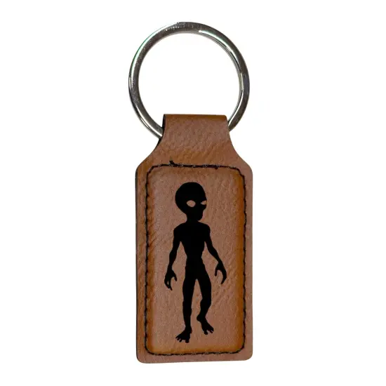 Keychain - Rectangle - Alien - Leather 3" x 1 3/4" Pink/Black {2}