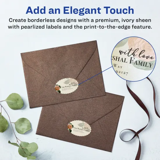 Avery Pearlized Ivory Oval Scalloped Labels with Sure Feed Technology, Print-to-the-Edge, 1-1/8" x 2-1/4" {2}