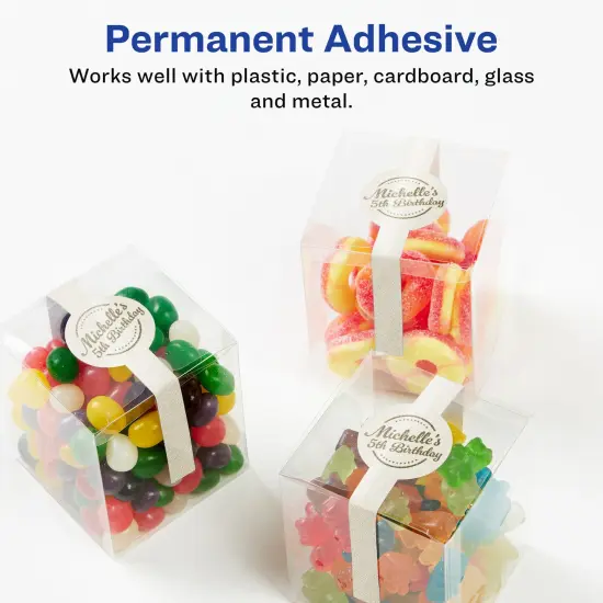 Avery Pearlized Ivory Wraparound Labels with Sure Feed Technology, Print-to-the-Edge, 1.5" x 7.75" {3}