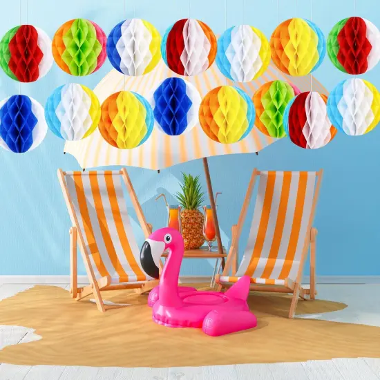 15Pcs Pool Party Decorations Beach Ball Honeycombs - Summer Luau Themed Hanging Decor for Home Birthday Outdoor Indoor {5}
