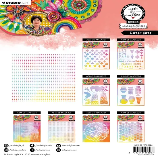 Art By Marlene Floral Frame 8"X8" Stencil-Nr.326 Lotsa Dots {2}