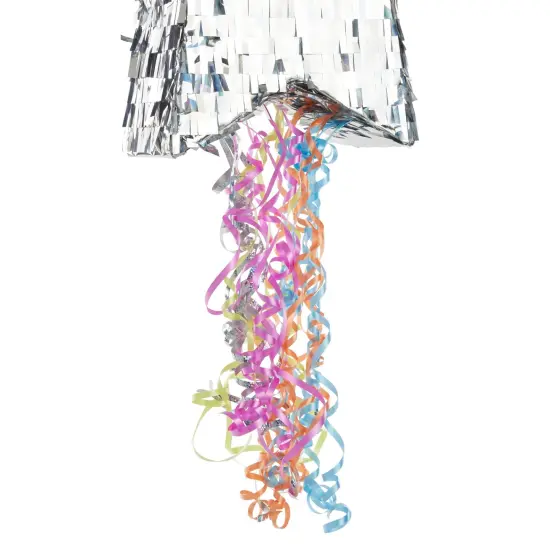 Pull String Star Pinata for Twinkle Twinkle Little Star Gender Reveal Decorations and Birthday Party Supplies (Silver, 13x13x3 in), Ages 3-14 {5}