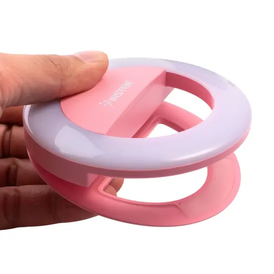 Insten Video Conference Lighting Kit For Cell Phone Laptop, LED Ring Lights Clip on, 3 Lighting Modes 4 Brightness, Pink {7}