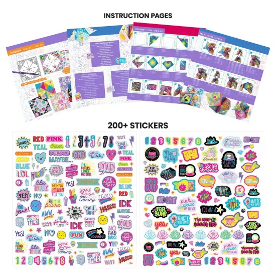 Fashion Angels: Secret Message Fortune Teller Portfolio - Design-Color-Fold, 40 Origami Paper Sheets, 200+ Stickers, 5 Markers, Girls-Tweens-Kids 6+ {4}