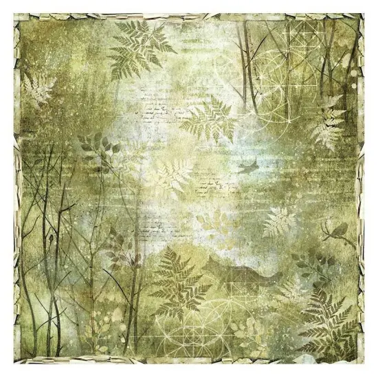 Stamperia Polyester Fabric 12"X12" 4/Pkg-Forest {4}