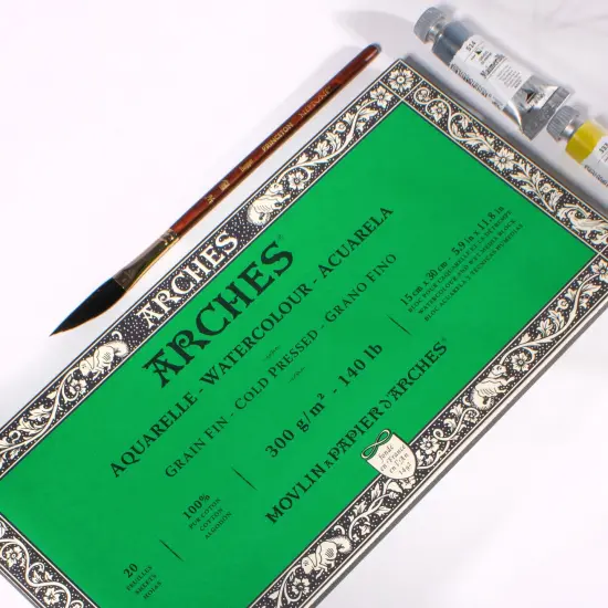 Arches Aquarelle Cold Pressed Watercolor Block 5.9"X11.8"- 140lb, 20 Sheets {3}