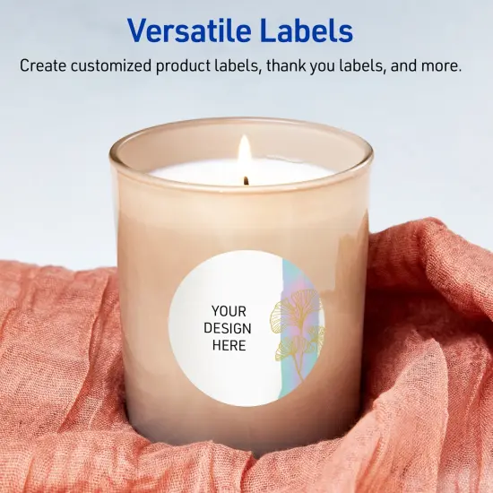 Avery Printable Round Labels with Sure Feed Technology, Pre-Printed Floral Design, Matte White, 3" Diameter, Laser & Inkjet Compatible, 60 Total, Great for Branding, Marketing, and Events {6}