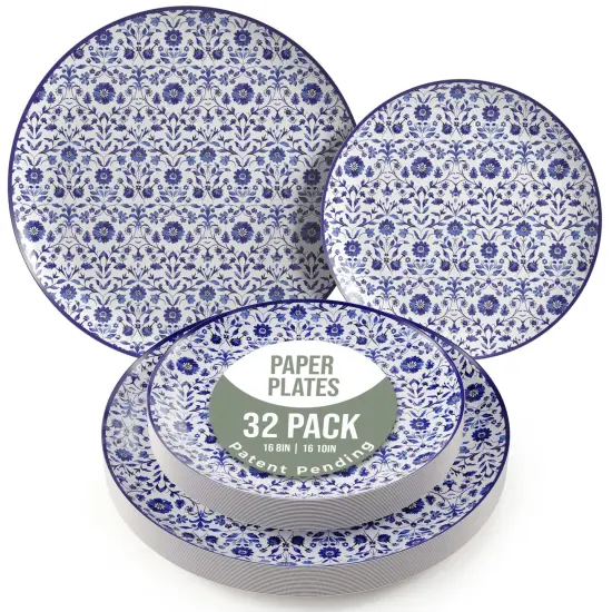 Earthtrends Heavy Duty Paper Plates for parties &ndash; Includes 8-Inch Paper Dessert Plates and 10-Inch Paper Dinner Plates &ndash; Disposable Floral Paper Plates for Parties, Weddings, Events, BBQs, Birthdays, Catering, Holidays &ndash; Elegant Tableware Set Bouyant {7}