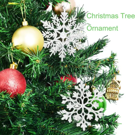 36Pcs Christmas Glitter Snowflake Ornaments - Silver {3}