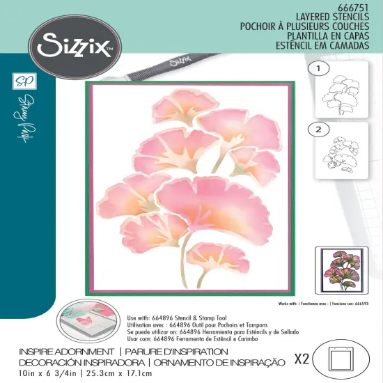 Sizzix A5 Cosmopolitan Stencil By Stacey Park 2/Pkg-Inspire Adornment {1}