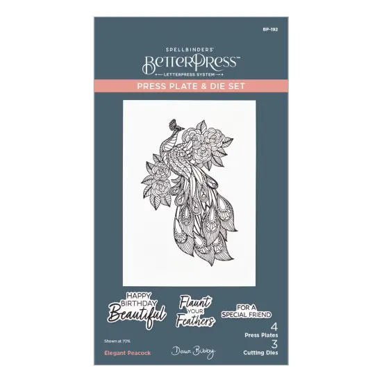 Spellbinders BetterPress Press Plate & Die Set By Dawn Bibby-Elegant Peacock {1}