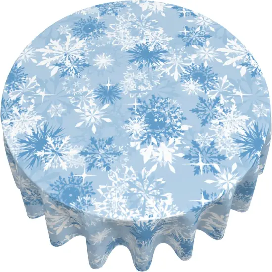 Christmas Snowflake Blue Round Table Cover {2}
