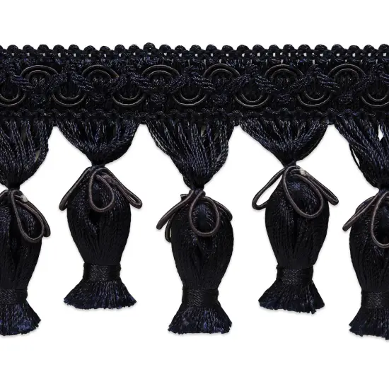 5 yards of Tied Tassel Fringe Trim | 5 yard cut Navy Blue {1}