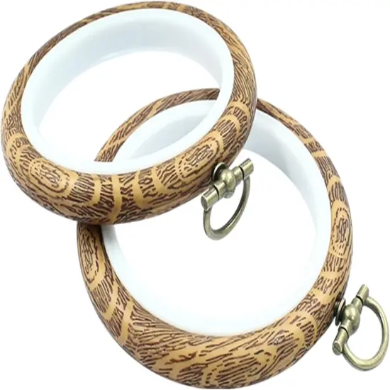 4 Pieces 3.2 Inch Embroidery Hoops, Imitated Wood Cross Stitch {4}