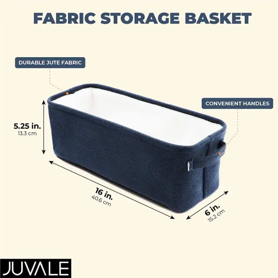 Juvale Dark Blue Fabric Storage Bin for Home and Bathroom (16 x 6 x 5.5 Inches) {2}