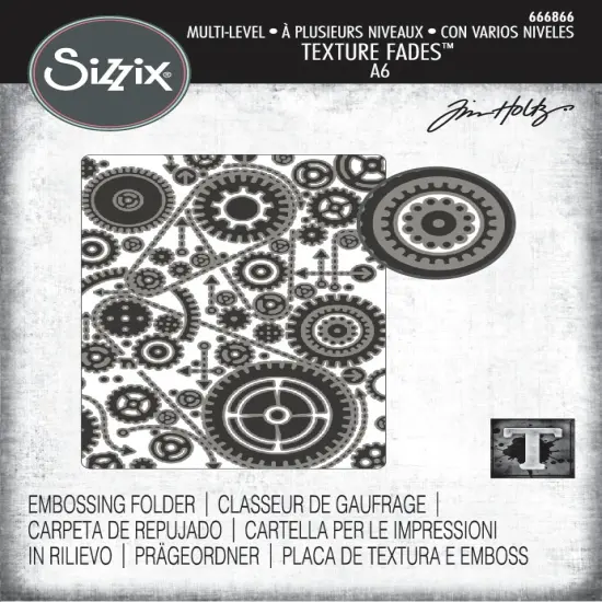 Sizzix Textured Impressions Embossing Folder by Tim Holtz-Vault Gears {1}