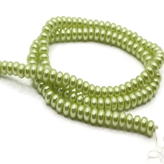 120 5mm Green Glass Pearl Rondelle Beads {3}