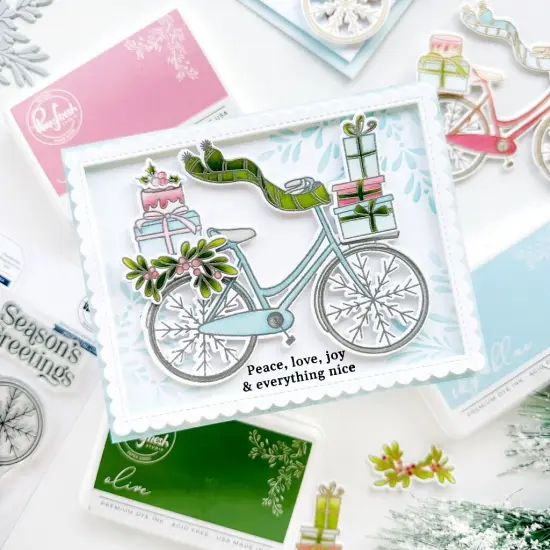 Pinkfresh Studio Stencils 4.25"X5.5" 4/Pkg-Holiday Bicycle {3}