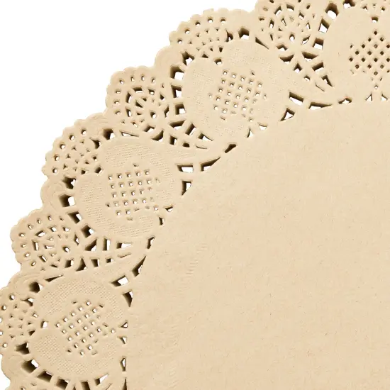 250 Pack Round Paper Placemats for Cakes, Desserts, Light Brown Doilies for Food, Formal Events (12 In) {5}