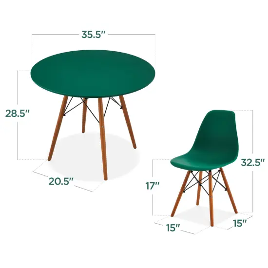 Best Choice Products 5-Piece Compact Mid-Century Modern Dining Set w/ 4 Chairs, Wooden Legs Dark Green/Walnut {2}