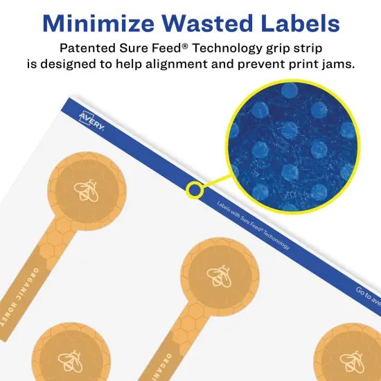 Avery Matte White Removable Lollipop Labels with Sure Feed Technology, Print-to-the-Edge, 1" x 4" {4}