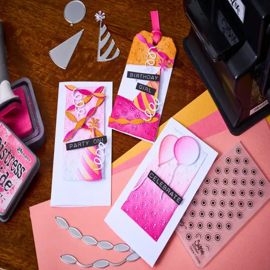 Sizzix Sidekick Texture Fades Embossing Folder By Tim Holtz -Birthday {7}