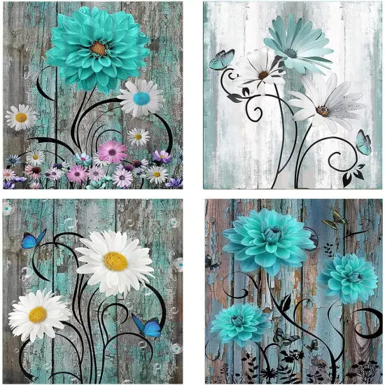 4 Pack FlowersDIY 5D Diamond Painting Kits {1}