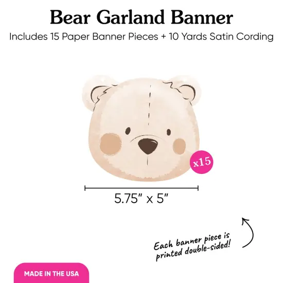 Big Dot of Happiness Teddy Bear Garland Banner, We Can Bearly Wait Baby Shower Decorations Backdrop, 15 Feet of Cord, 15 Paper Teddy Bear Faces {6}