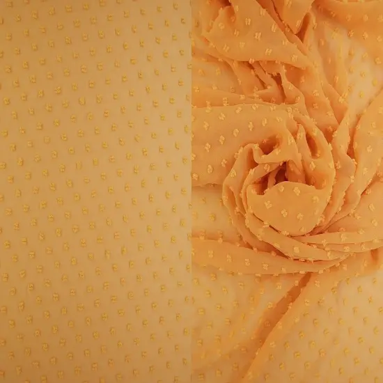 1 Yard Lightweight Swiss Dot Chiffon Fabric Solid Woven Sheer Drapery 57/58" Width YELLOW AMBER {1}