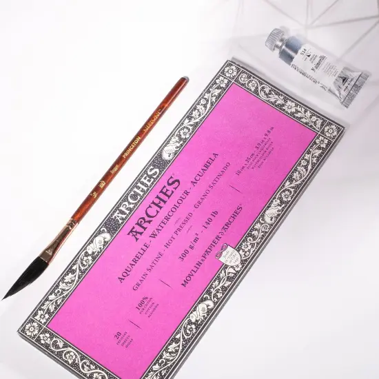 Arches Aquarelle Hot Pressed Watercolor Block 3.9"X9.8"- 140lb, 20 Sheets {3}