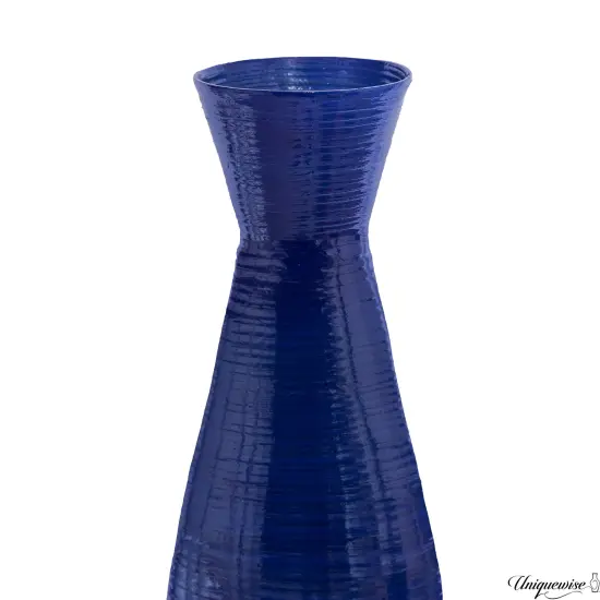 Uniquewise 24" Tapered Cylindrical Tall Bamboo Floor Vase with Flared Trumpet Top Decorative Accent for Dried Flowers Pampas Grass and Branch Arrangements Stylish Home and Office Decor Piece Blue {6}