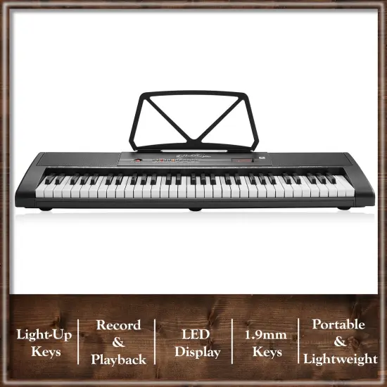 Ashthorpe 61-Key Digital Electronic Keyboard&nbsp;Piano with Light Up Keys, Includes Stand, Bench, Headphones, Mic and Keynote Stickers {4}